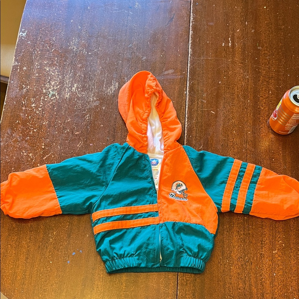Vintage Miami Dolphins Orange and Teal Kids Jacket
